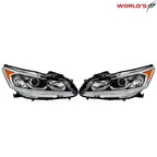 Set of 2 Headlight Assemblies for Honda Accord Sedan (2016–2017) Halogen with LED DRL