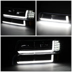LED DRL Black Amber Side Headlight Bumper Lamp for Silverado (1999–2002)