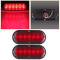 2Pcs 6" Oval LED Stop Turn Brake Tail Light for Trailer (12V)