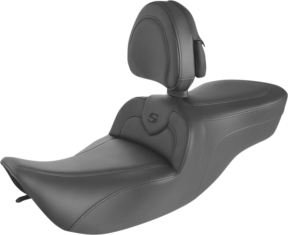SADDLEMEN RoadSofa Seat with Backrest for Motorcycle (Black, 897-06-187BR)