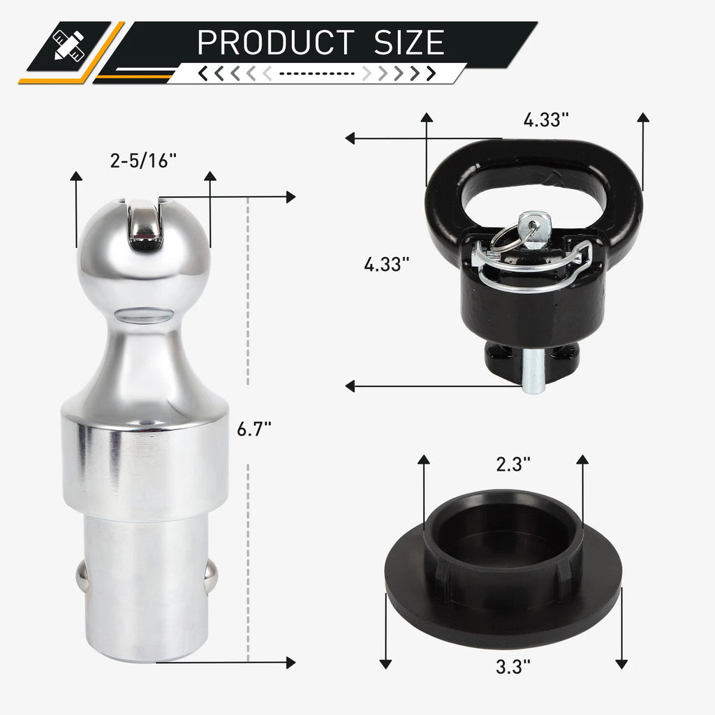 Puck System Gooseneck Hitch Ball Kit for Dodge Ram 2500 3500 (2013–2023)