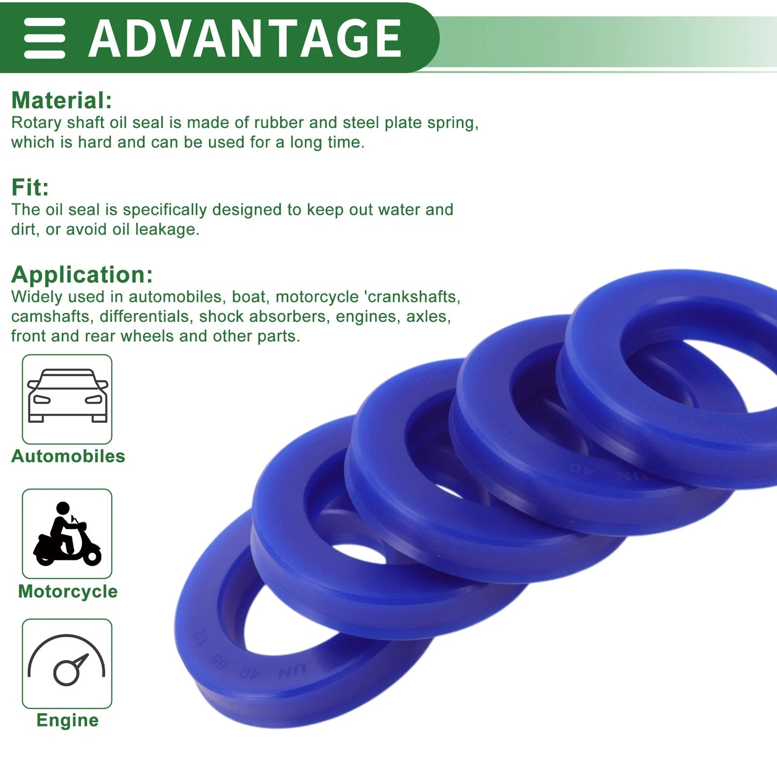 Set of 5 Oil Seal Rotary Shaft Seal 40x65x12mm High Pressure