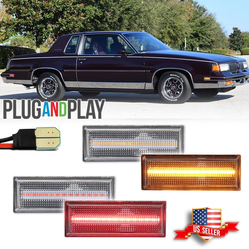 Set of 4 Clear LED Side Marker Lights for Oldsmobile Cutlass 442 (1981–1988)