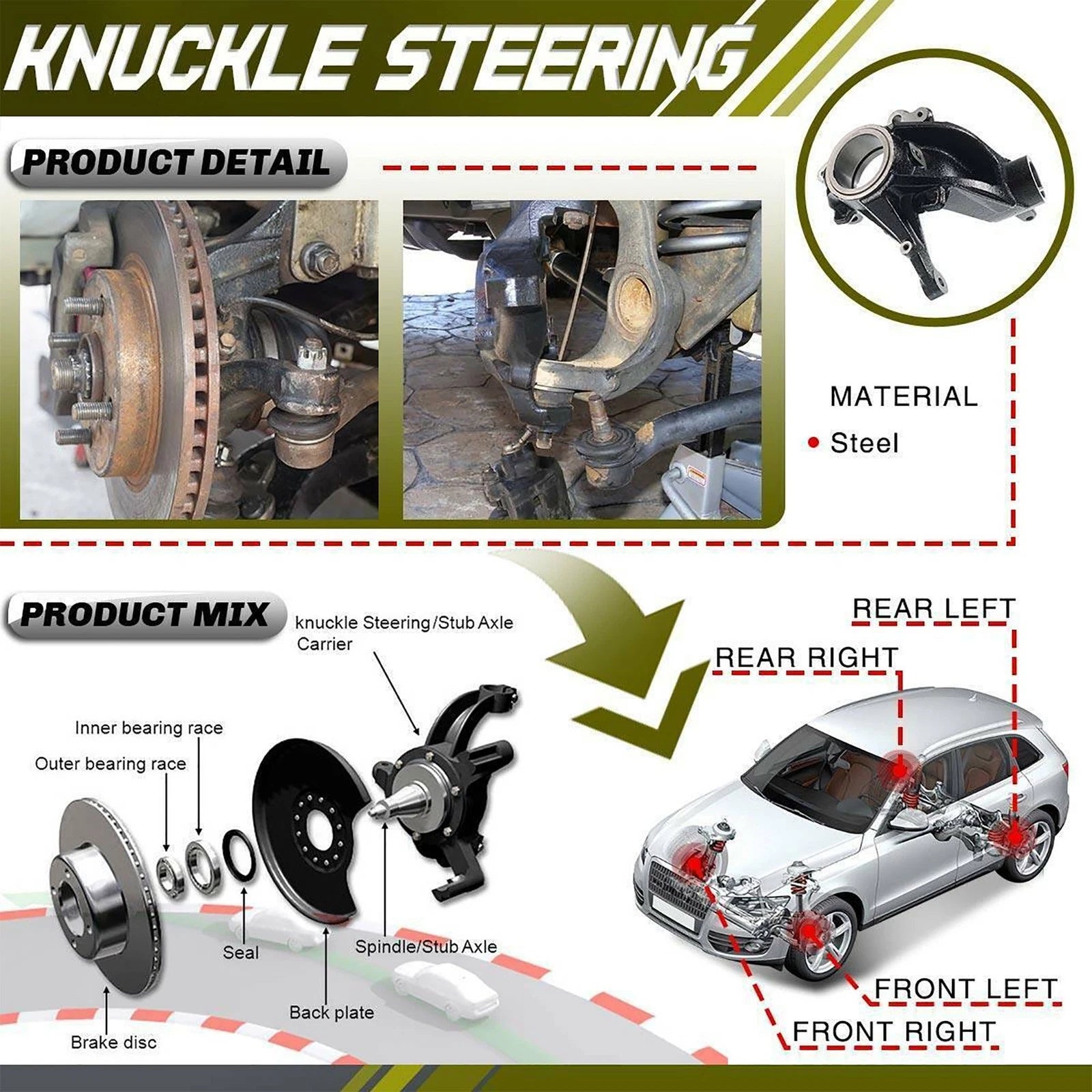 2X Front Left & Right Steering Knuckle for Honda Accord (2008-2012) & Acura TSX (2009-2014)