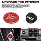 Red Carbon Engine + Black Cigarette Lighter Eject Button Trim for Audi A4 S4 RS4 (2009-2016)