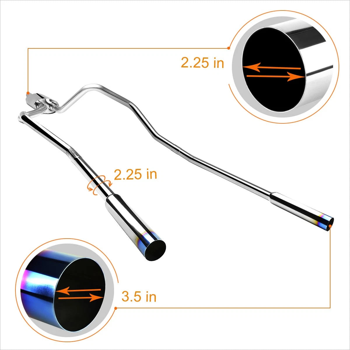 Dual 3.5" Catback Exhaust System for Ford F150 4.6L/5.4L V8 (2004–2008)