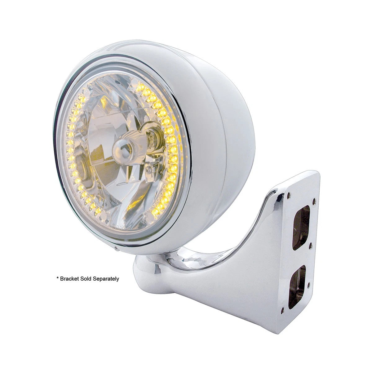H4 Headlight Bulb Amber LED 34 Stainless Steel Guide for Universal Use