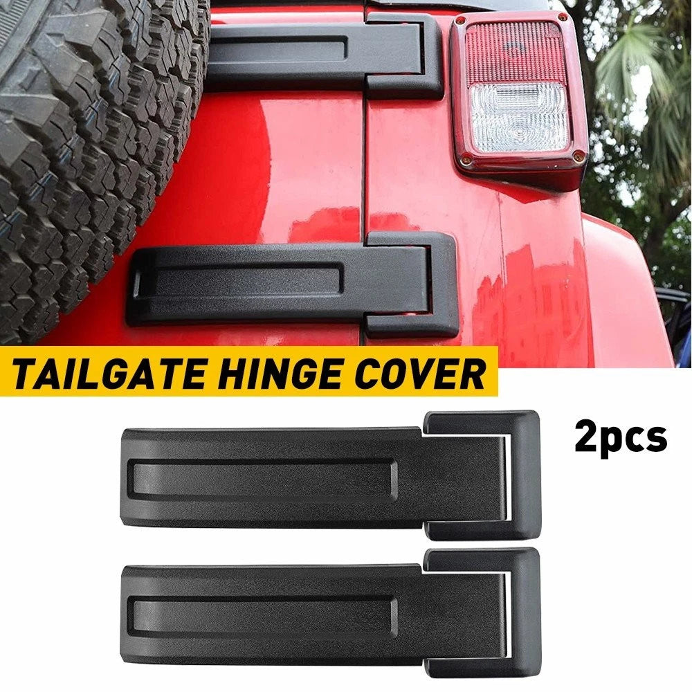 Matt Black Tailgate Door Hinge Cover Trims for Jeep Wrangler JK (2007–2018)