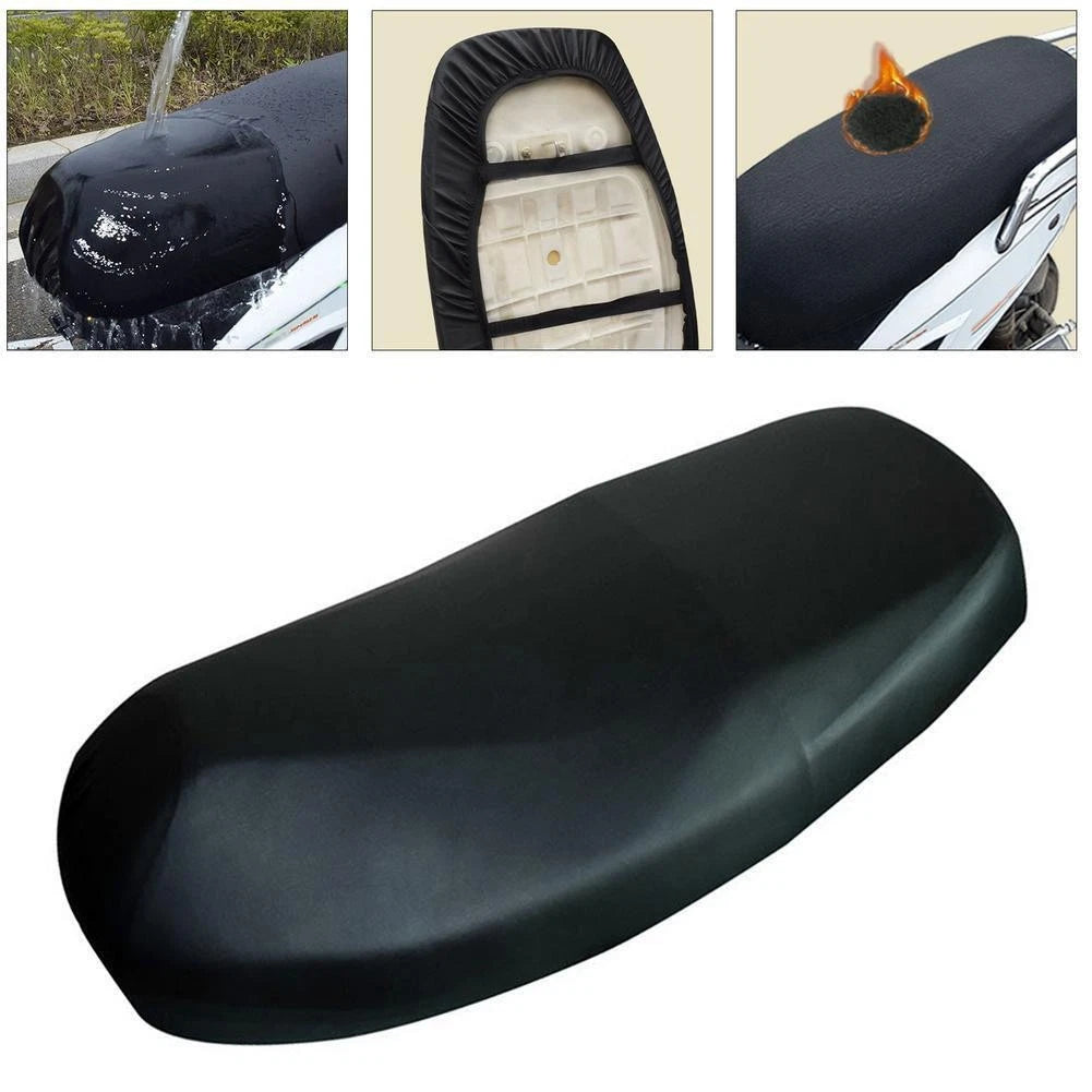 Waterproof Seat Cushion for Motorcycle (Black PU Leather, Elastic Design)