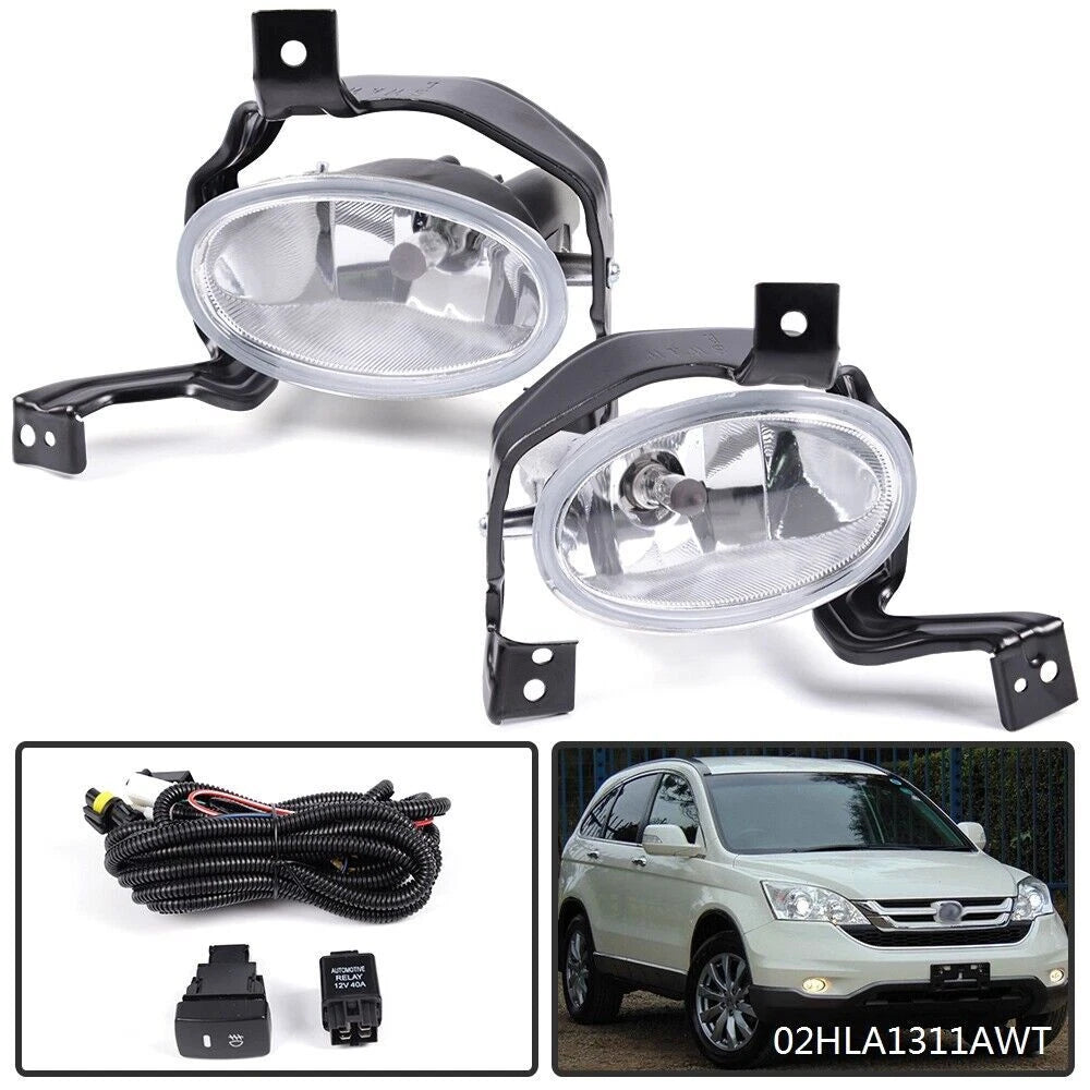 Clear Front Bumper Fog Lights Set for Honda CR-V (2010–2011) + Switch + Wiring