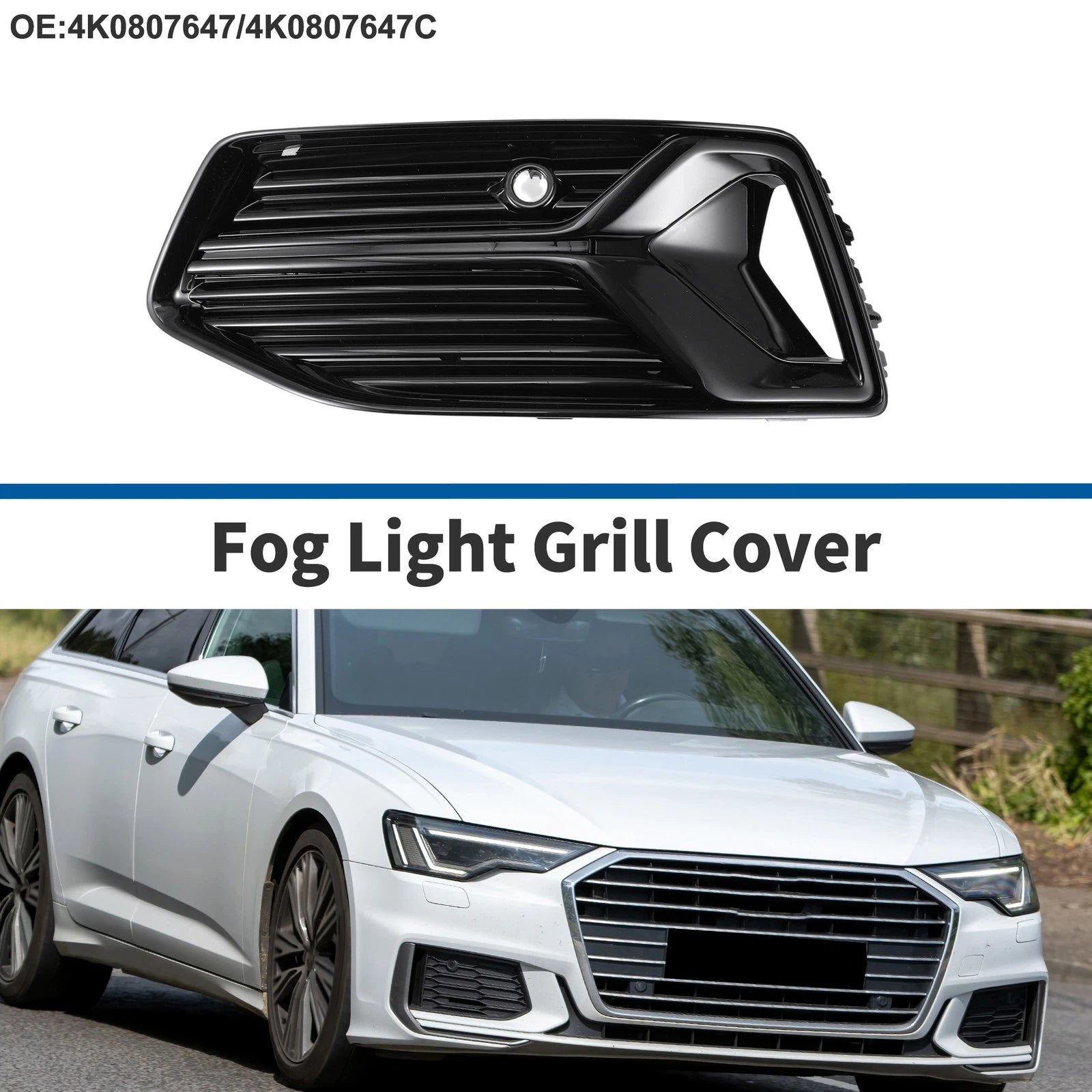 1Pc Fog Light Grill for Audi A6 (2019–2023) No. 4K0807647