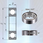 20 Pcs MR128ZZ Deep Groove Ball Bearings for Cars (8x12x3.5mm)