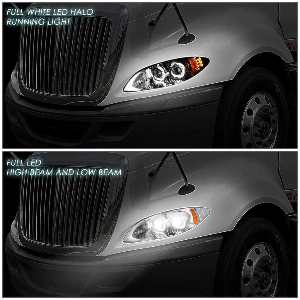 Chrome LED Projector Headlights for International Harvester ProStar (2009–2018)