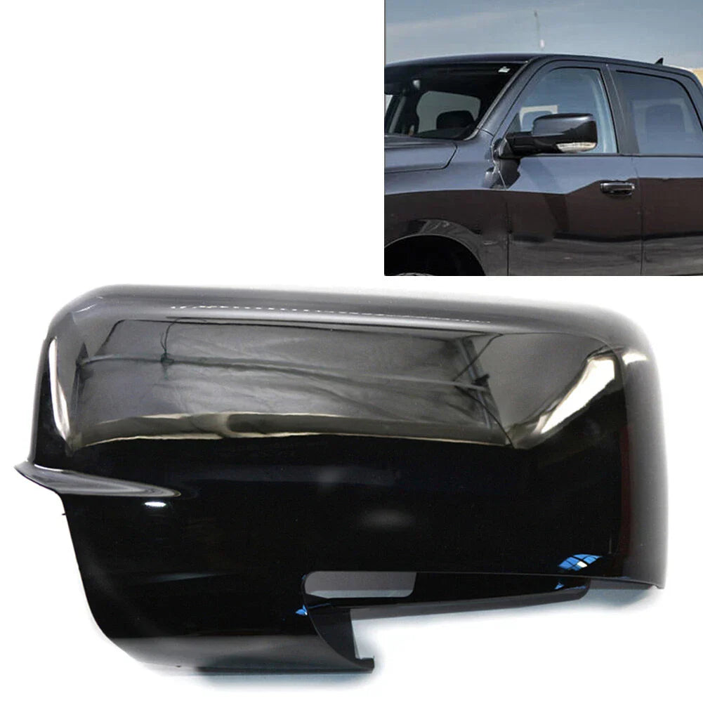 Left Black Mirror Covers w/ Turn Signal Cutout for Dodge Ram 1500 (13-18)
