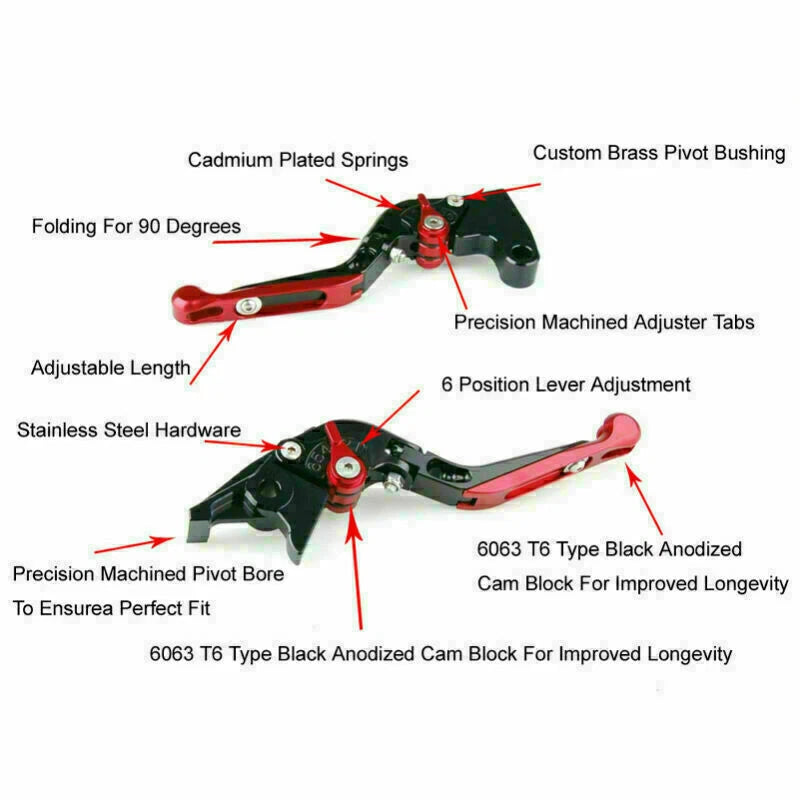 Adjustable Brake Clutch Levers for Honda ST 1300 (2008–2012) Red T9
