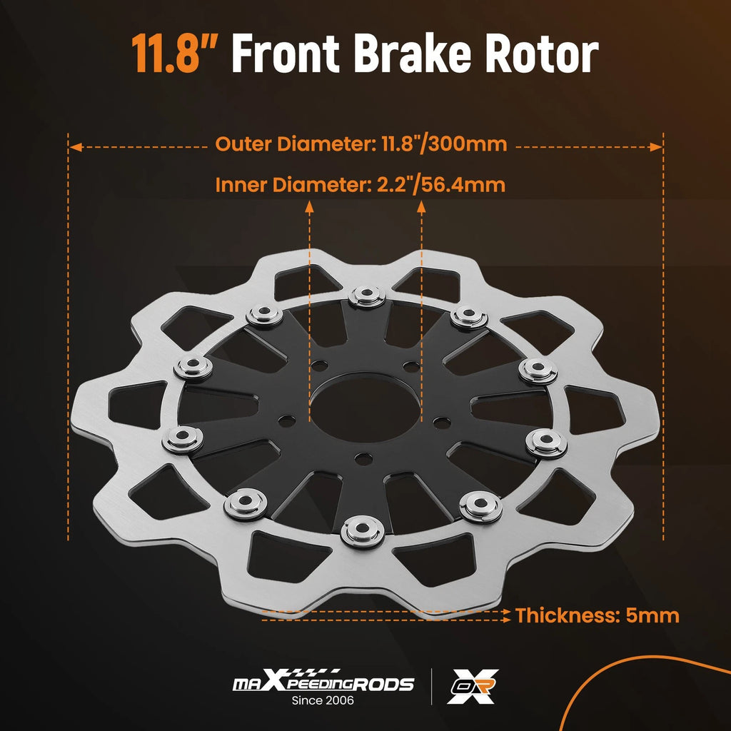 2X 11.8" Front Brake Disc Rotor for Harley Softail Breakout Dyna (2015–2024)