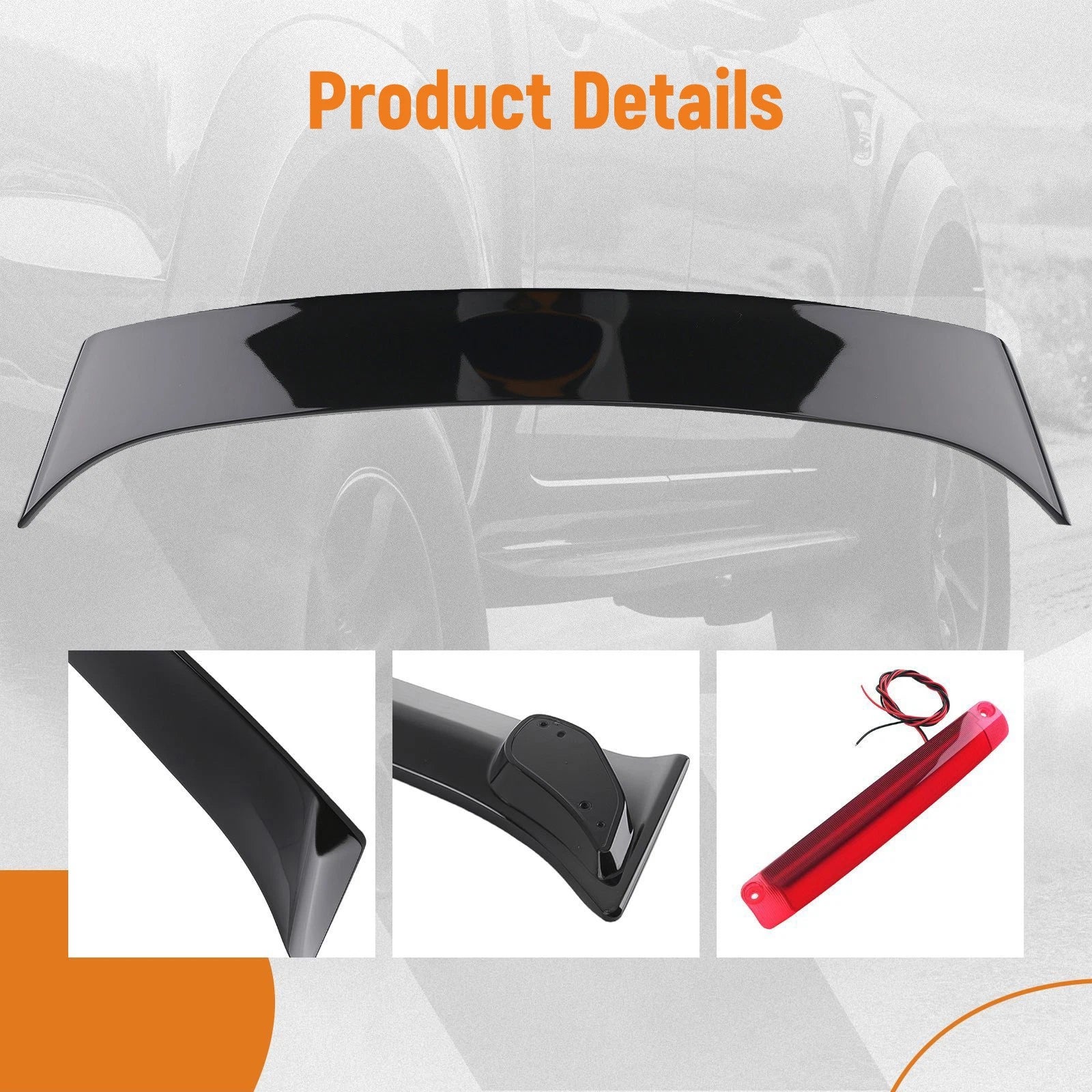 Glossy Black Trunk Wing Spoiler for Toyota Corolla (2003–2008) with LED Brake Light