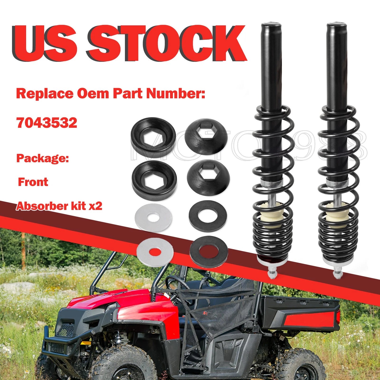 Front strut shocks absorber for Polaris Ranger 400 500 570 800 (2006-2021)