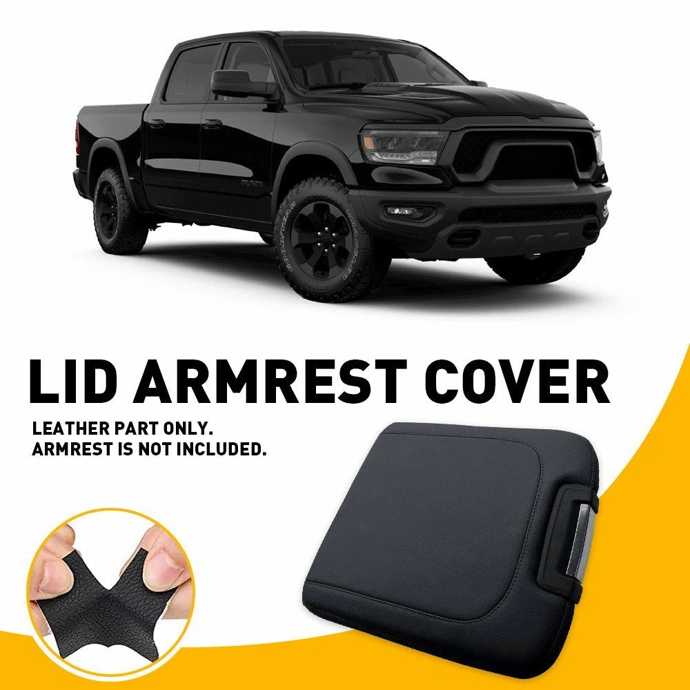 Console Armrest Lid for Dodge Ram (2013–2018) Black Leather Cover