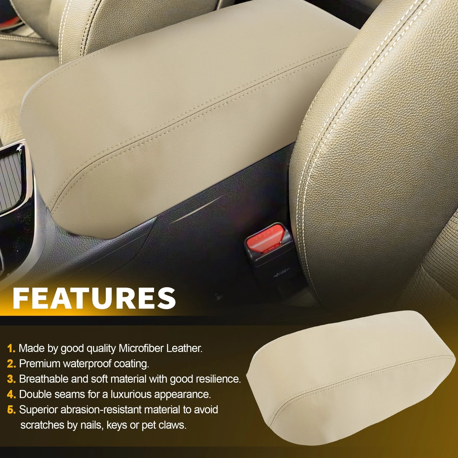 Center Console Armrest Lid Cover Skin for Hyundai Sonata (2015–2019) Beige