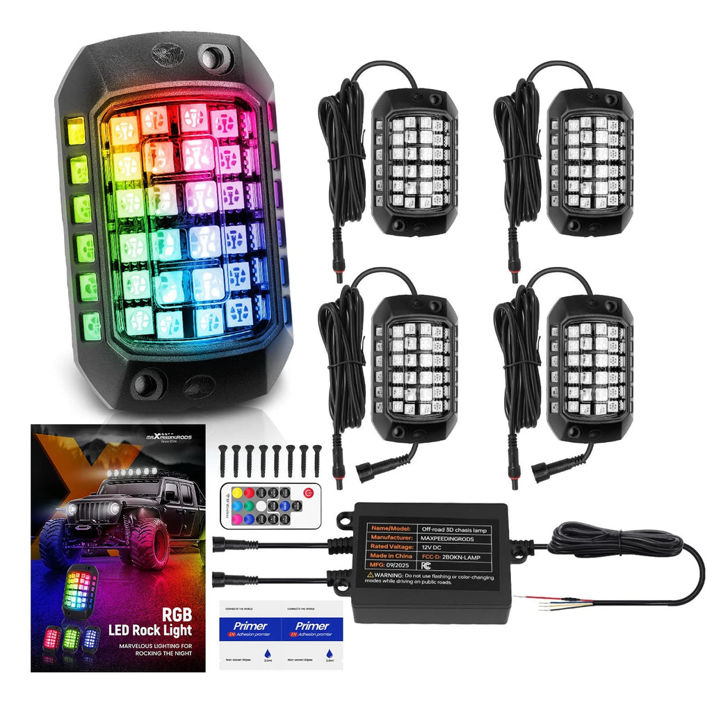 Set of 4 RGB LED Rock Lights for Jeep Off-Road