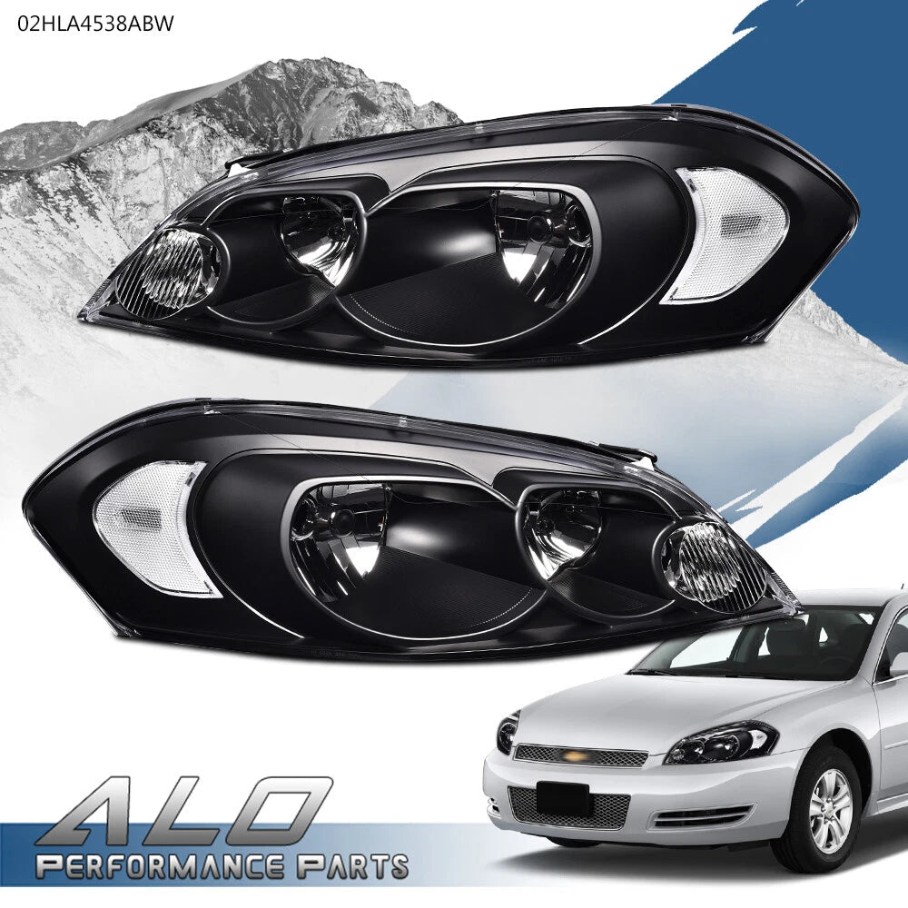 Clear Corner Black Headlights for Chevy Impala, Monte Carlo (2006–2013)