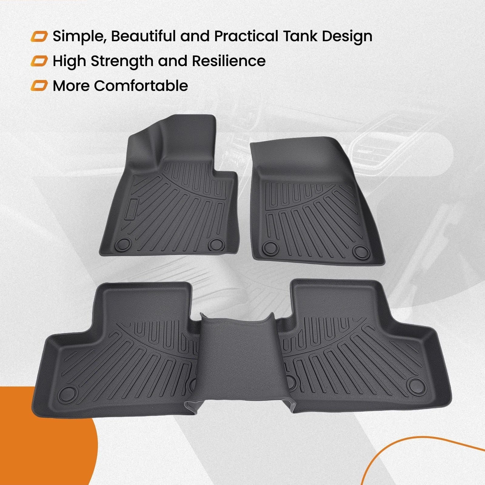 Car Carpet Floor Mats for Volvo XC60 (2018–2025) TPE Waterproof Black