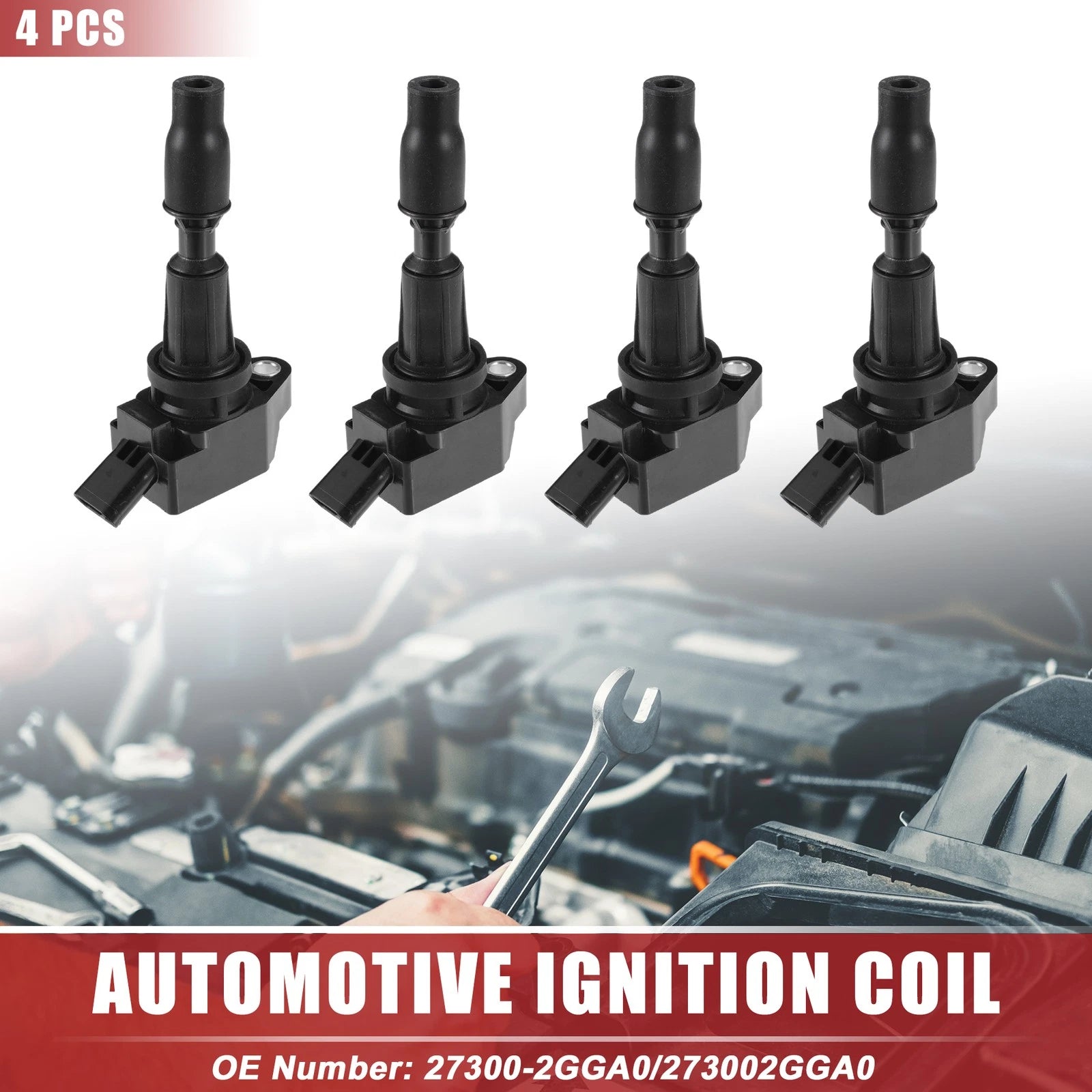 Set of 4 Ignition Coils for Kia Optima (2016–2020) No. 273002GGA0 Black