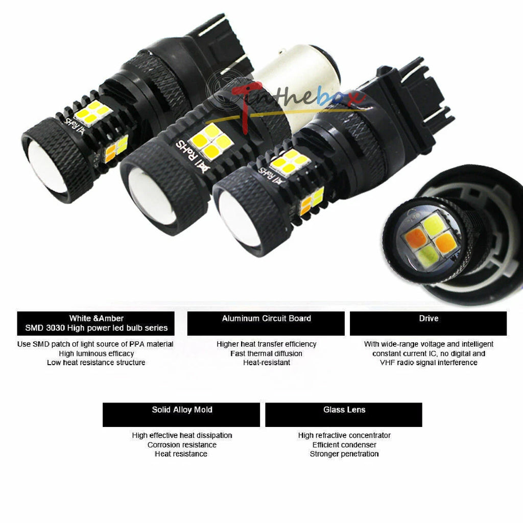 2X Front Turn Signal LED Lights Switchback for Honda Accord Sedan (1998–2015)