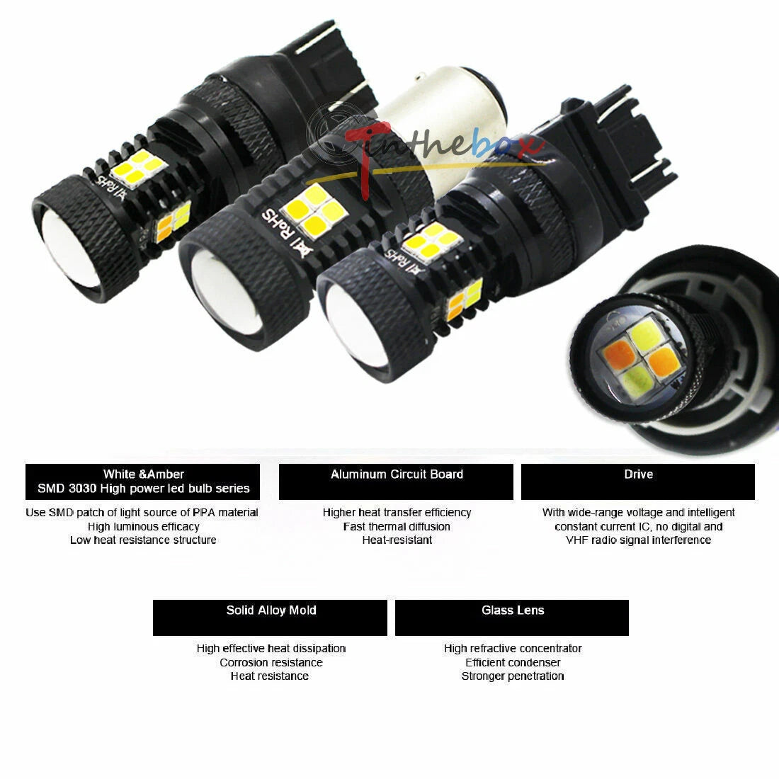 2X Front Turn Signal LED Lights Switchback for Honda Accord Sedan (1998–2015)