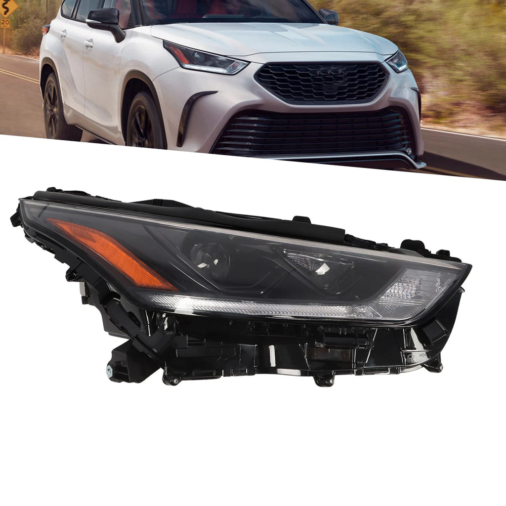 Passenger DRL Projector Headlight w/LED for Toyota Highlander (2020–2023)