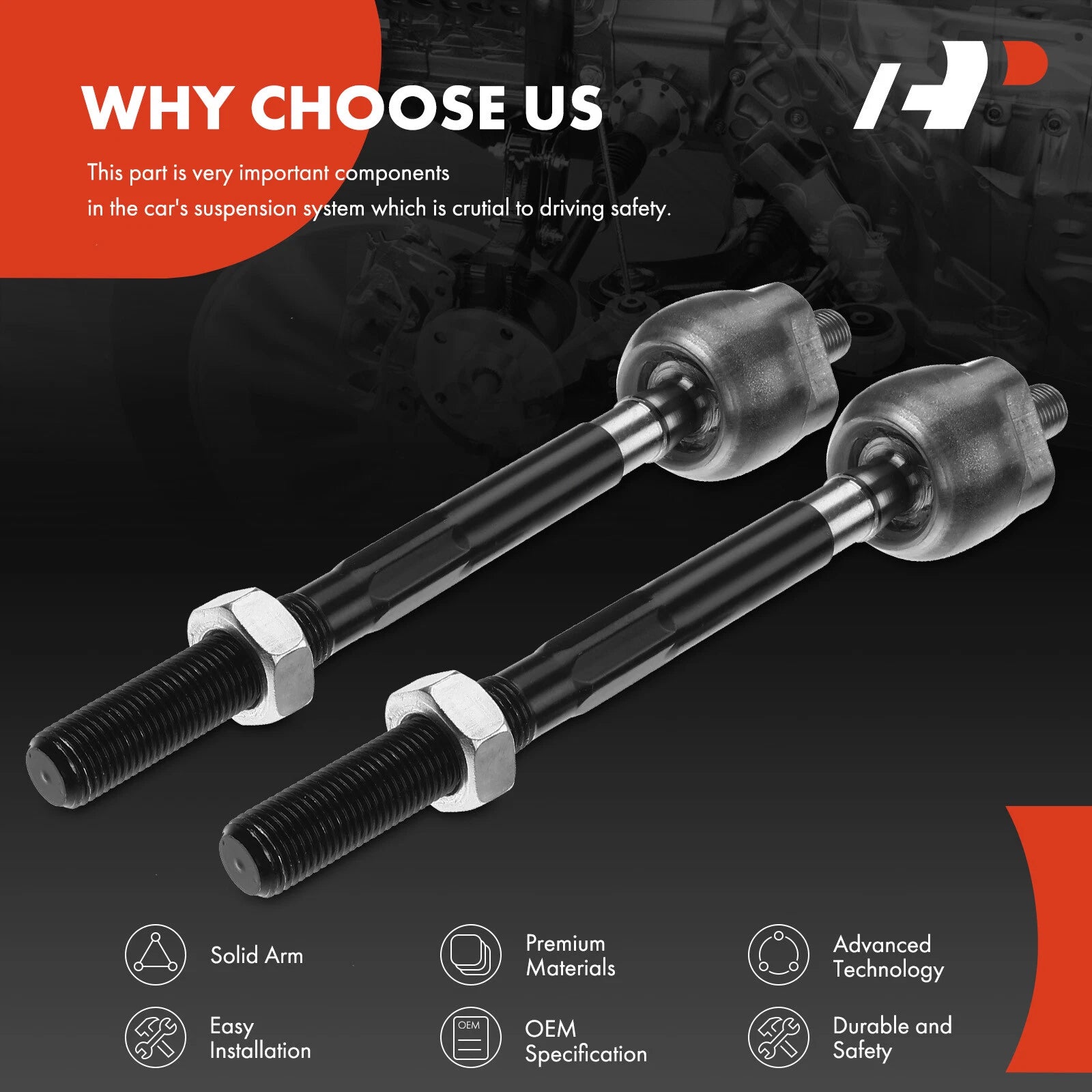 2X Front Inner Tie Rod for Honda CR-V (1997-2001)