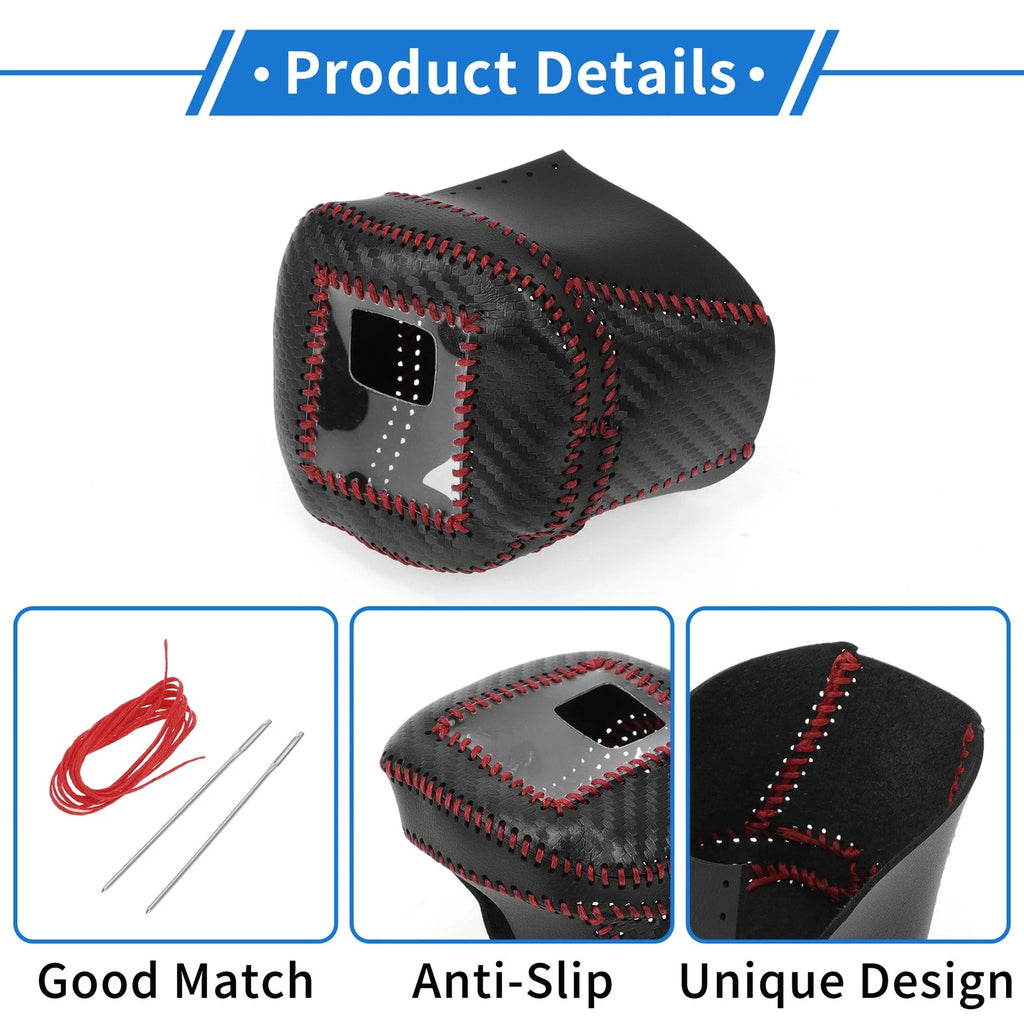 Gear Shift Knob Cover for Nissan Rogue (2021–2024) Black Carbon Fiber Red