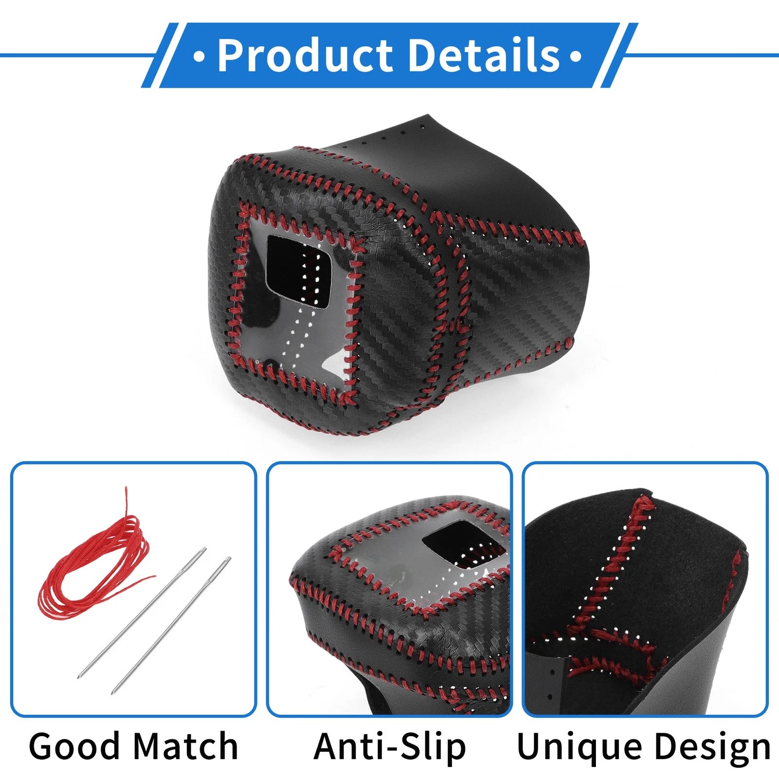 Gear Shift Knob Cover for Nissan Rogue (2021–2024) Black Carbon Fiber Red