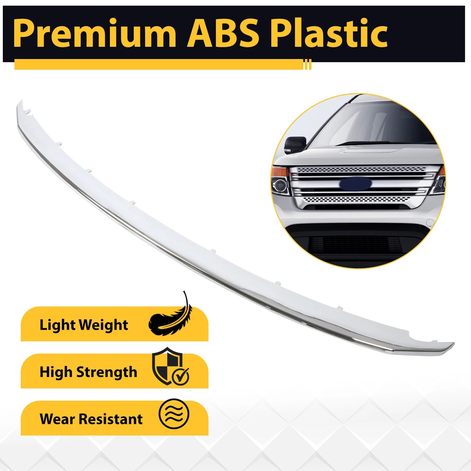 Upper Chrome Grille Molding Trim for Ford Explorer (2011-2015)