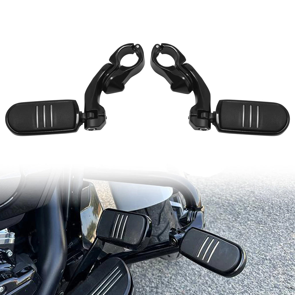 Black 32mm 1.25" Short Angled Highway Engine Guard Foot Pegs for Harley-Davidson