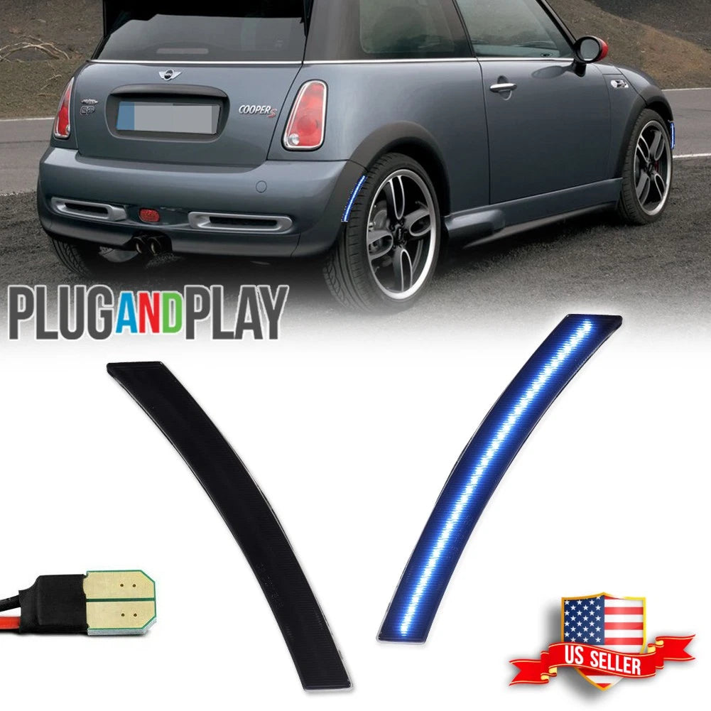 2X Smoked Ice Blue LED Rear Side Marker Lights for Mini Cooper (2002–2006)