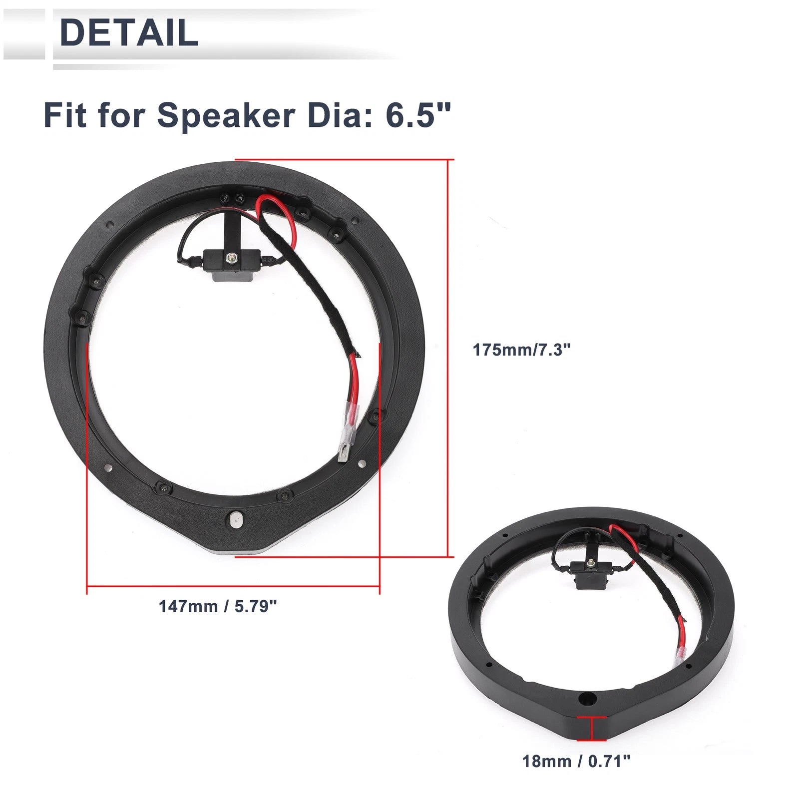 Set of 2 Speaker Spacer Rings for Honda 6.5" Tweeter