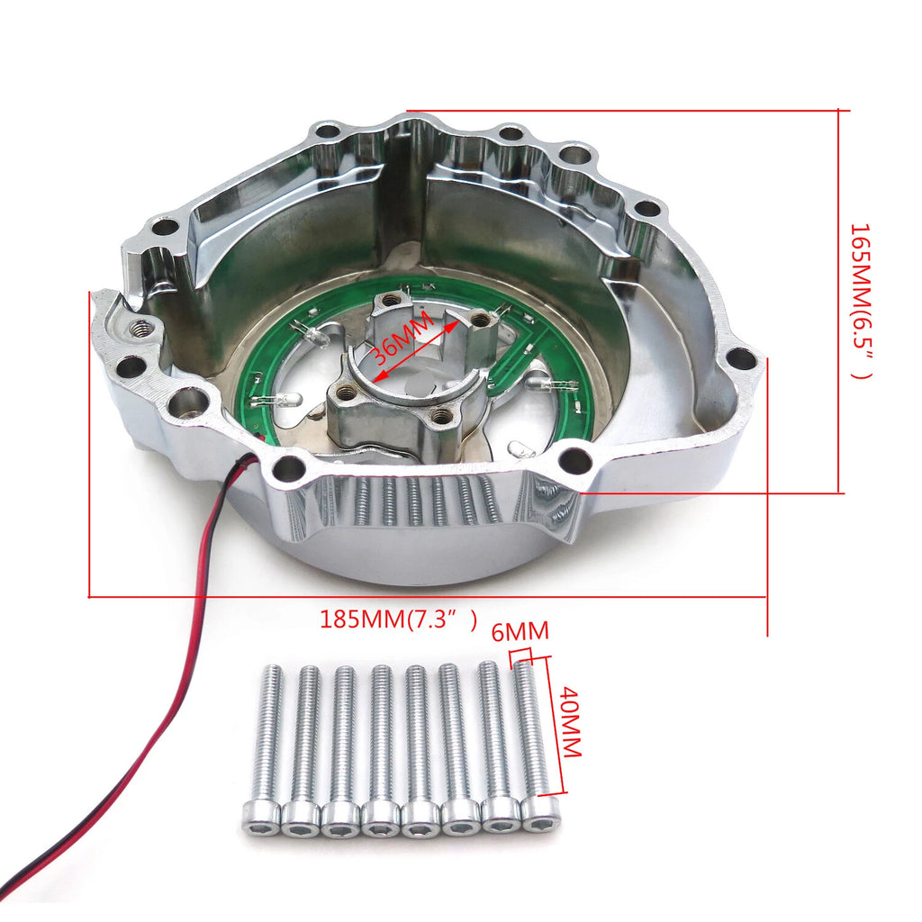 Chrome Left Engine Stator Cover with Blue LED for Honda CBR 600RR (2003–2006)