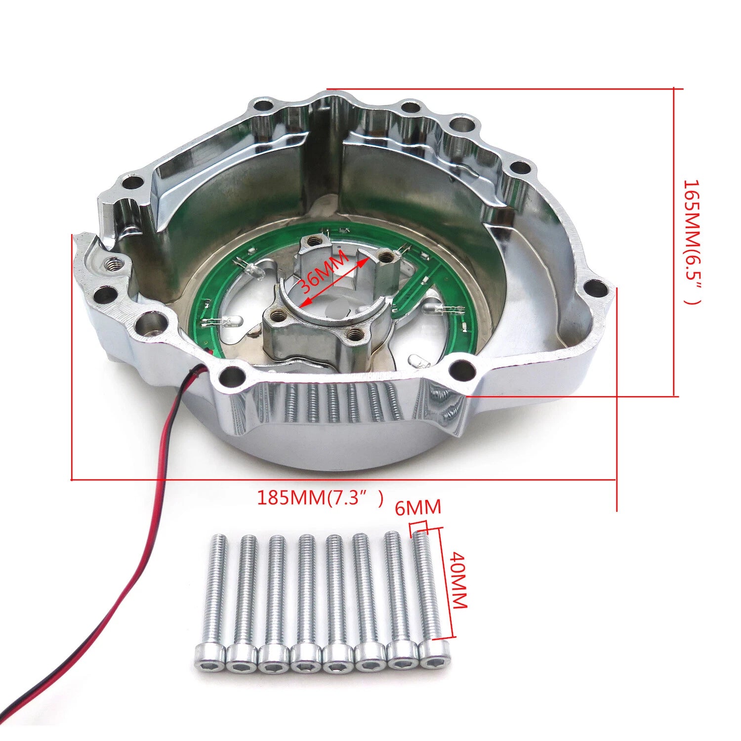 Chrome Left Engine Stator Cover with Blue LED for Honda CBR 600RR (2003–2006)
