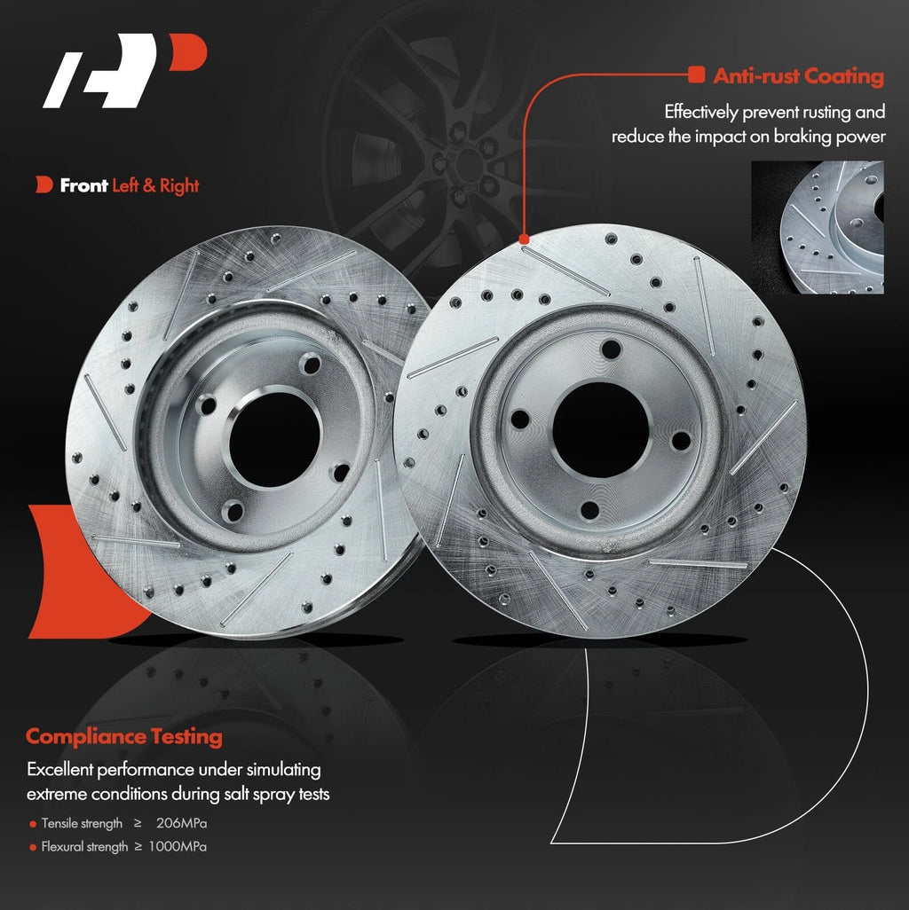 Front Drilled Brake Rotors & Ceramic Pads for Nissan Sentra Versa (2007–2012)