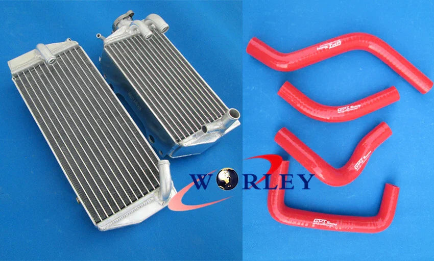 Aluminum Radiator + Red Silicone Hose for Suzuki RMZ450 (2005)