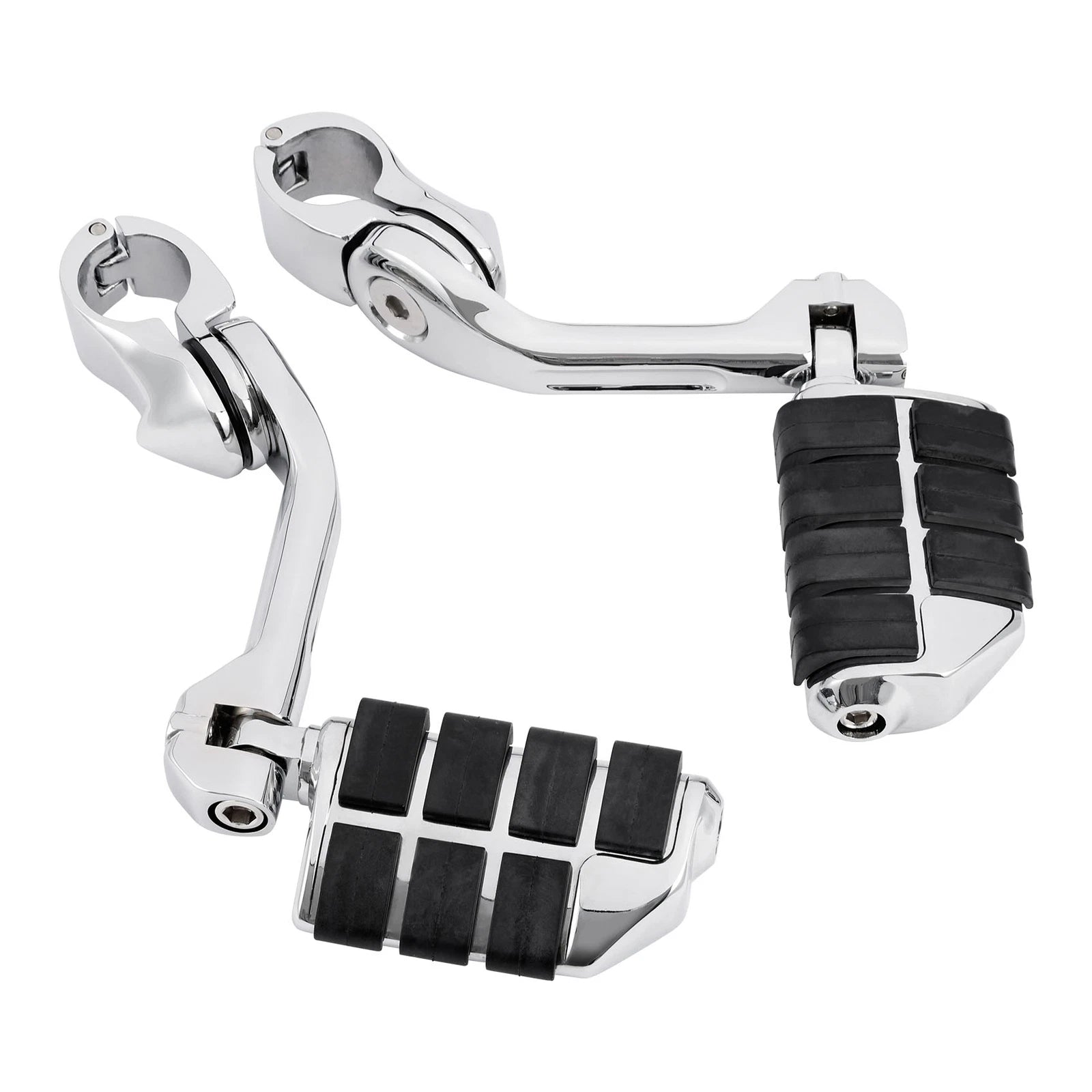 Long Angled Highway Foot Pegs for 1.25" Engine Guard Bar (Fitment Specific)