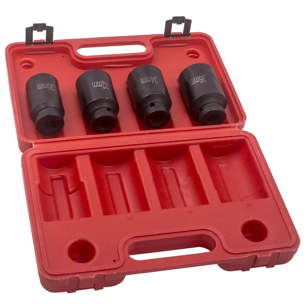 Set of 4 12 Point 1/2" Drive Spindle Axle Nut Sockets 30mm 32mm 34mm 36mm