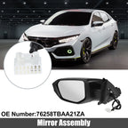 5 Pin Left Side Exterior Door Mirror Assembly Black for Honda Civic (2016–2020)