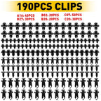 190pcs Universal Car Fastener Clips Rivets Panel Fender Retainer