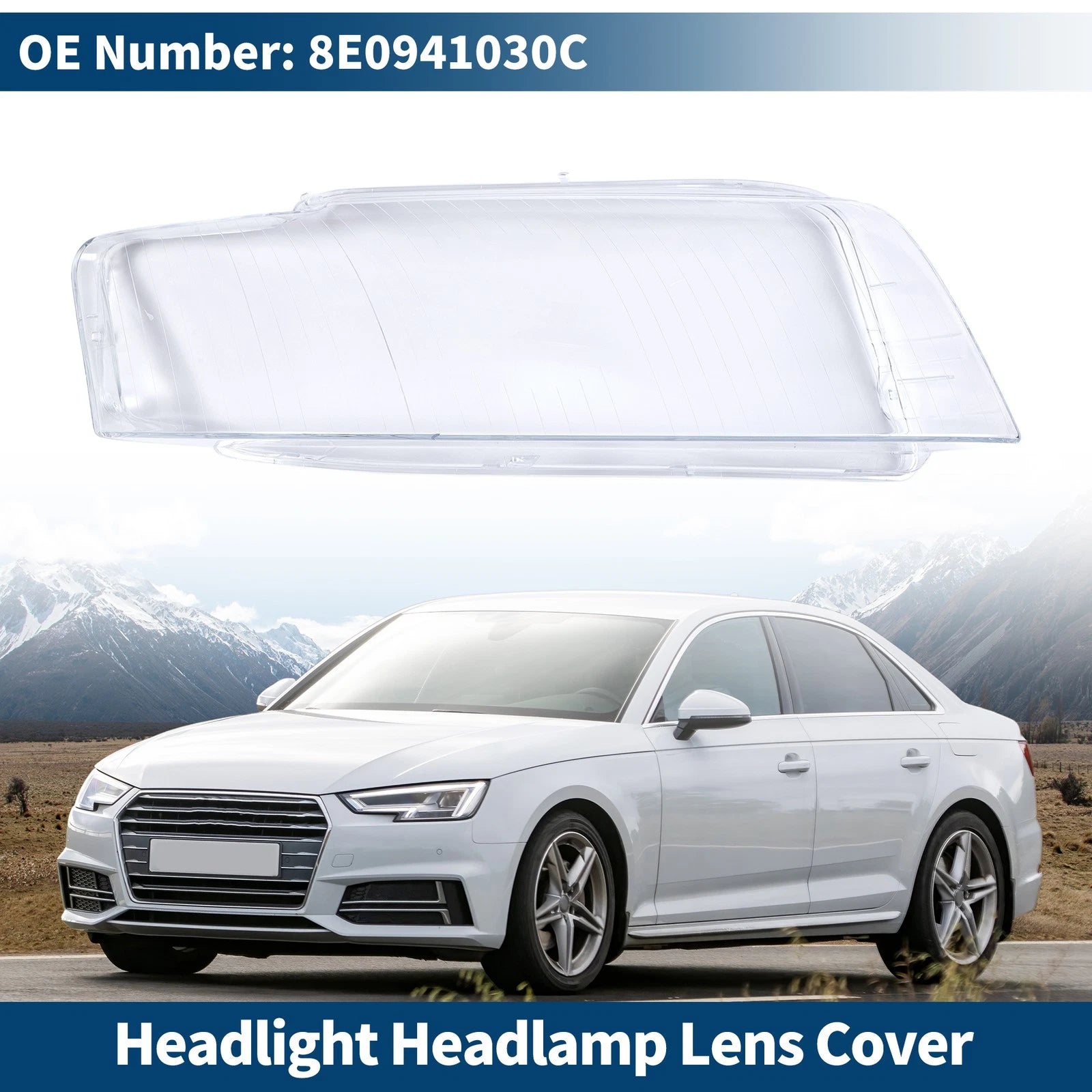 1 Pc Headlight Lens Cover for Audi A4 B6 (2001–2005) No. 8E0941030C Clear