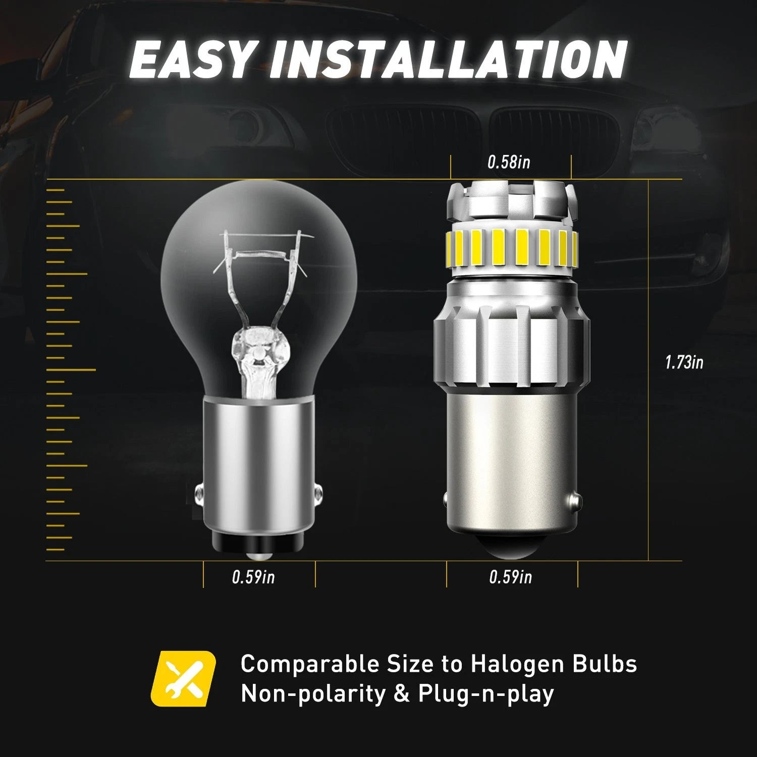 2X 1156 LED Reverse Backup Light Bulb 1200LM 6500K for Autoone