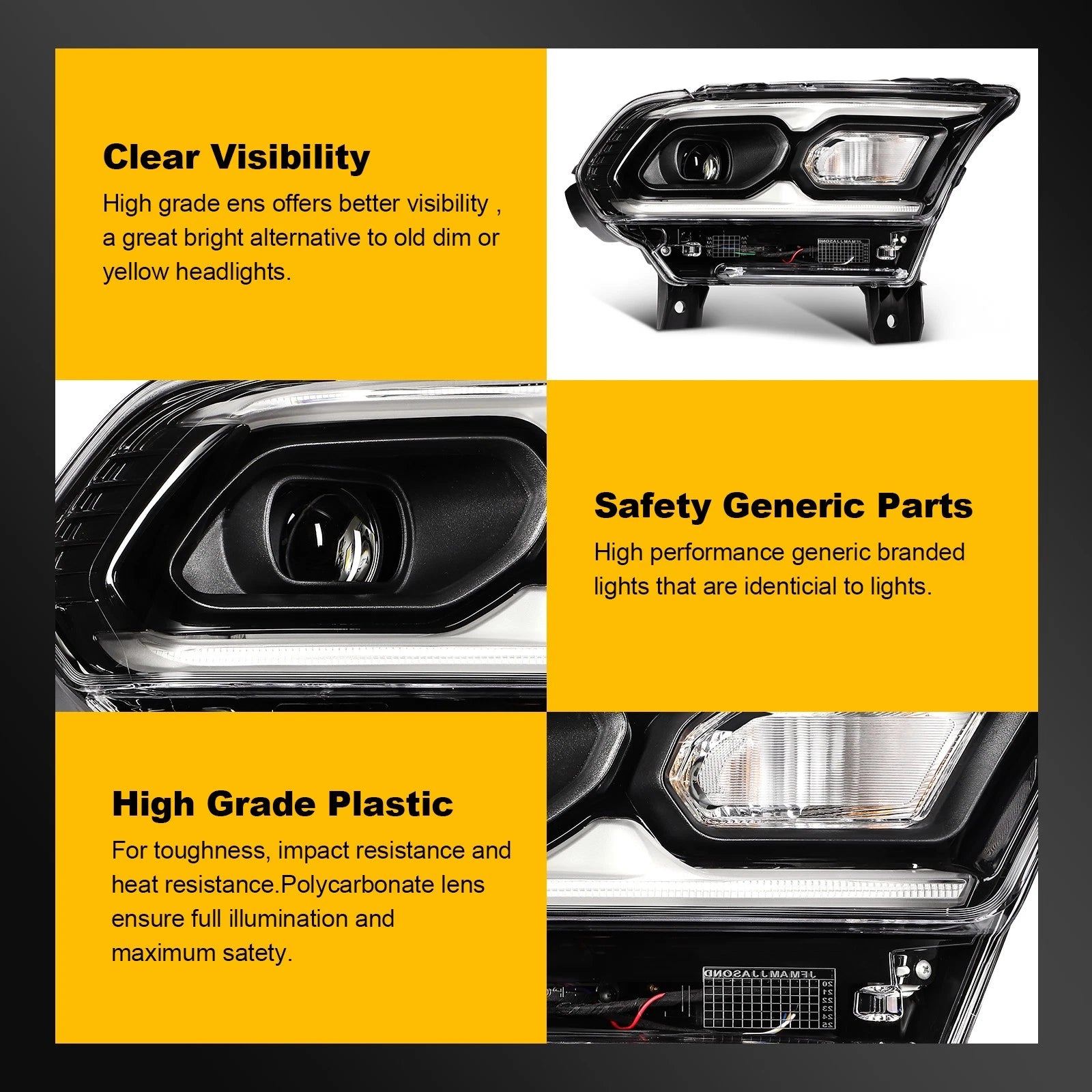 LED Headlight Assembly for Dodge Durango (2021–2024) Black Projector