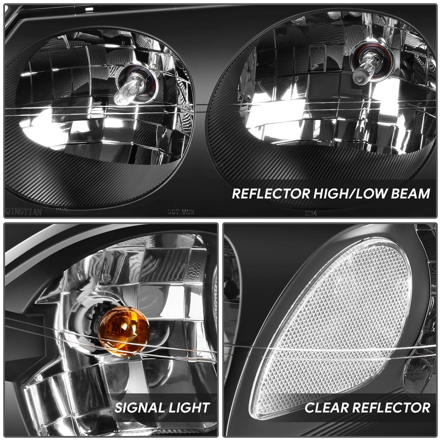 Pair of Headlights for Chevy Impala (2000–2005) - Black Housing, Clear Lens